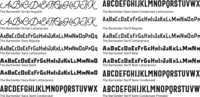 The Bartender Font Preview