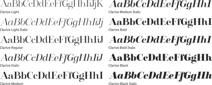 Clarize Font Preview