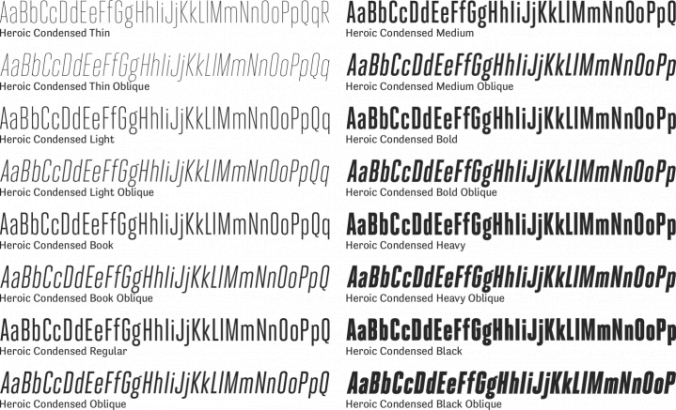 Heroic Condensed Font Preview