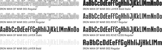 IRON MAN OF WAR Font Preview