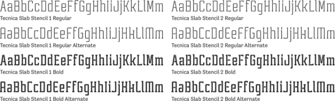 Tecnica Slab Stencil Font Preview
