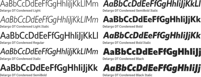 Delargo DT Condensed Font Preview