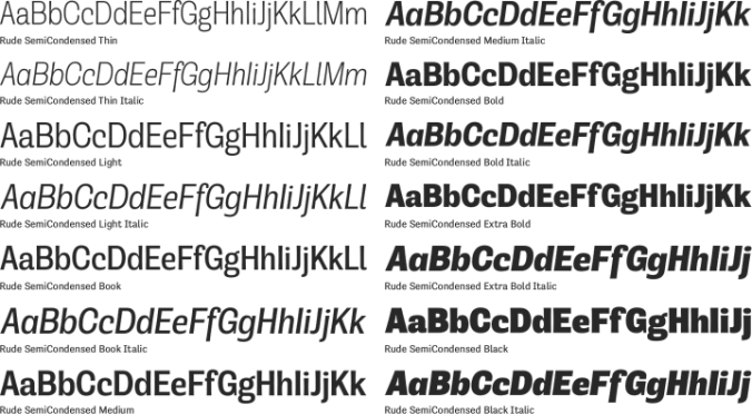 Rude SemiCondensed Font Preview