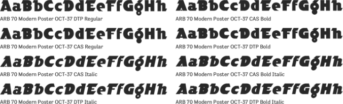 ARB 70 Modern Poster Font Preview