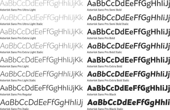 Asterisk Sans Pro Font Preview