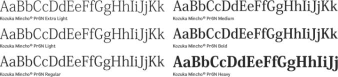 Kozuka Mincho Pr6N Font Preview