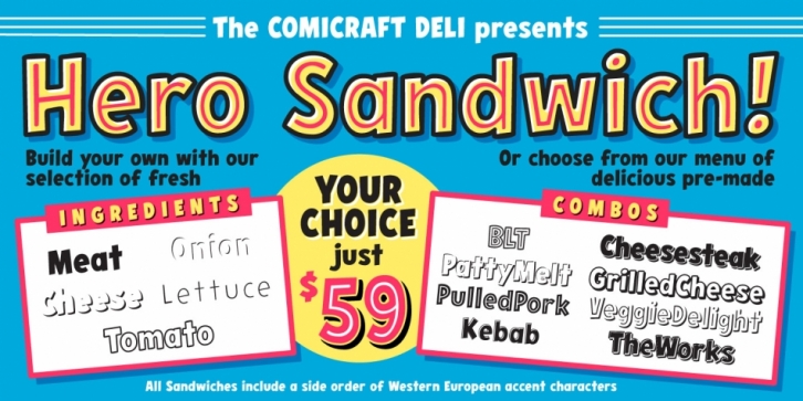 Hero Sandwich Combos font preview
