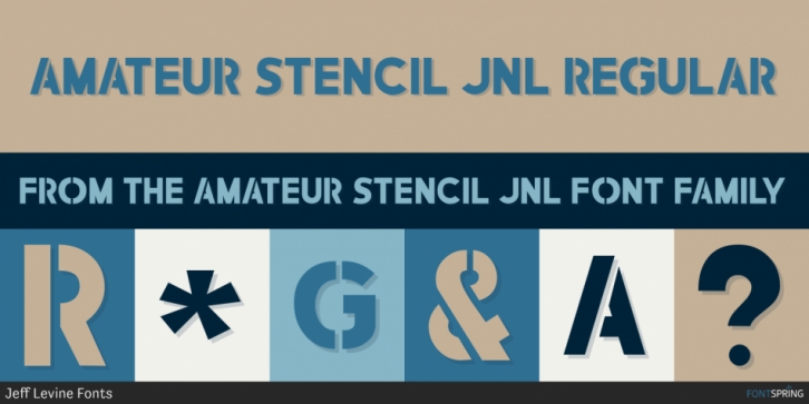 Amateur Stencil JNL font preview