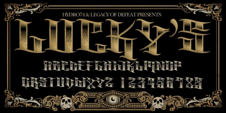H74 Luckys Flash font preview