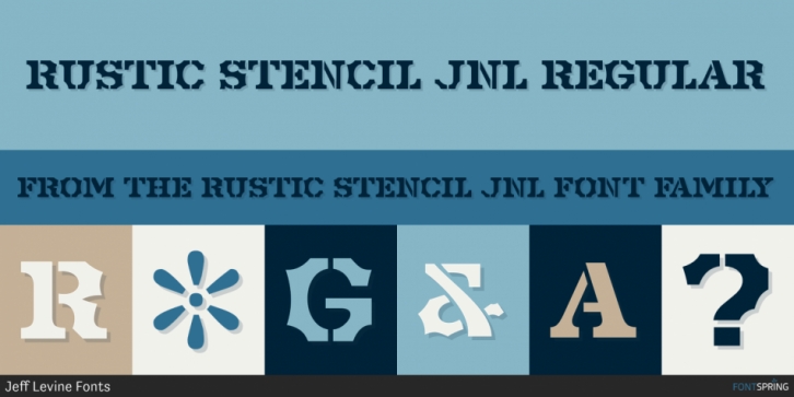 Rustic Stencil JNL font preview