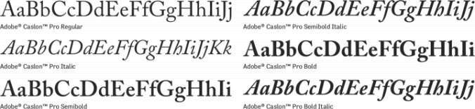 adobe caslon pro bold font works with font