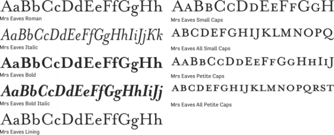 Mrs Eaves Font Preview