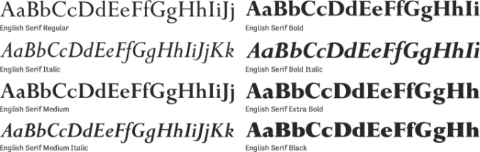 English Serif Font Preview