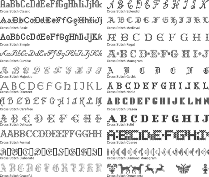 Cross Stitch Font Preview