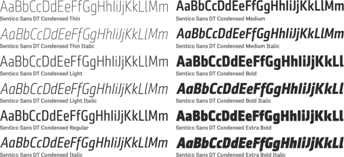 Sentico Sans DT Condensed Font Preview