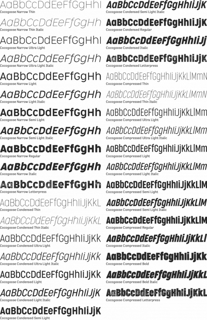 Cocogoose Narrows Font Preview