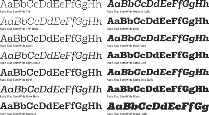 Rude Slab SemiWide Font Preview