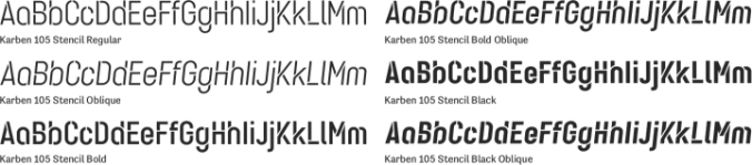 Karben 105 Stencil Font Preview