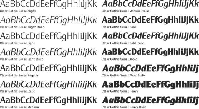 Clear Gothic Serial Font Preview