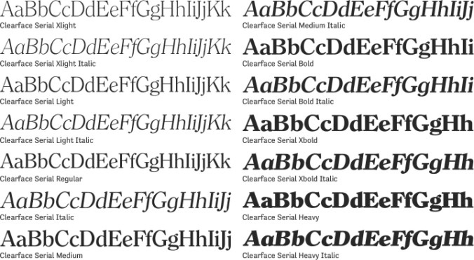 Clearface Serial Font Preview
