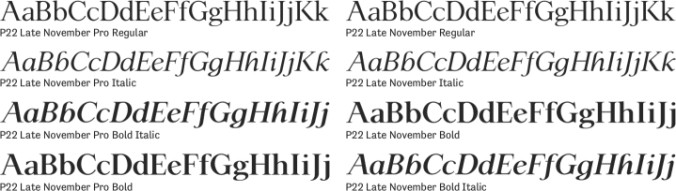 P22 Late November Font Preview