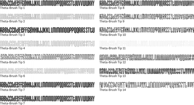 Theta-Brush Tip Font Preview