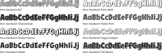 Hero Sandwich Combos Font Preview