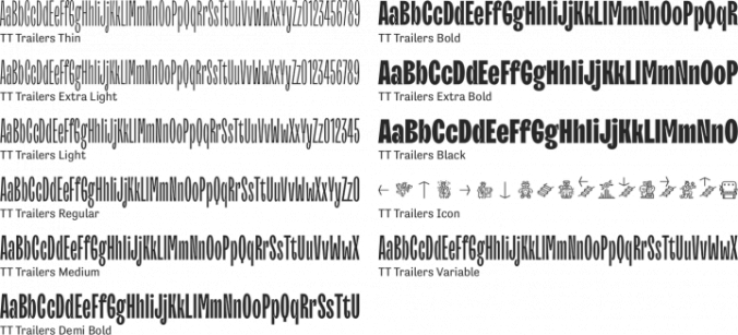 TT Trailers Font Preview