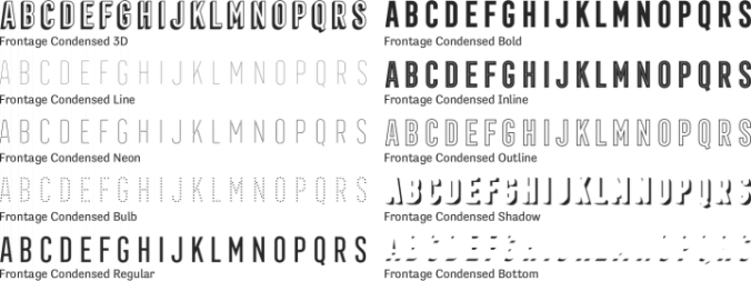 Frontage Condensed Font Preview