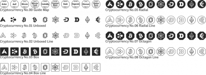 Cryptocurrency Font Preview