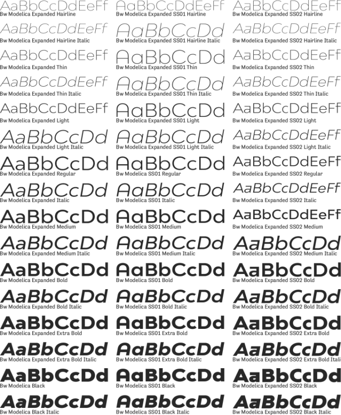 Bw Modelica Expanded Font Preview