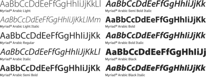 Myriad Arabic Font Preview
