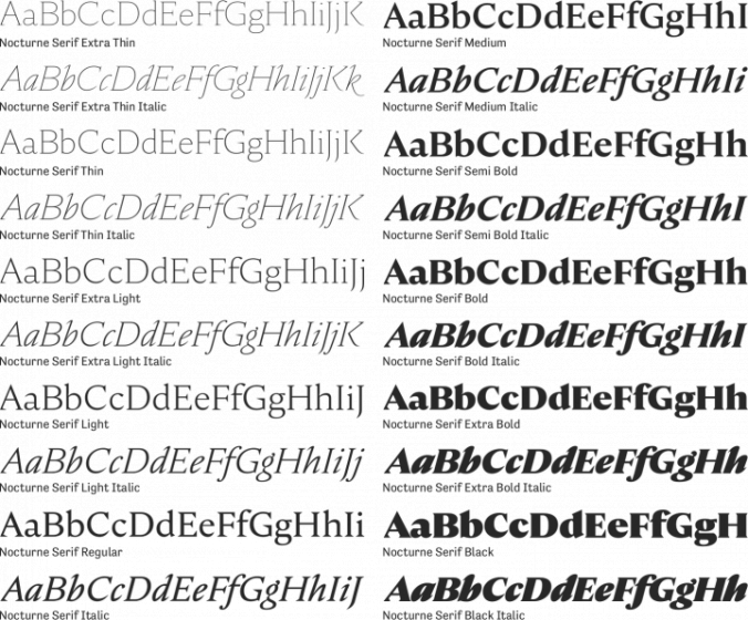 Nocturne Serif Font Preview