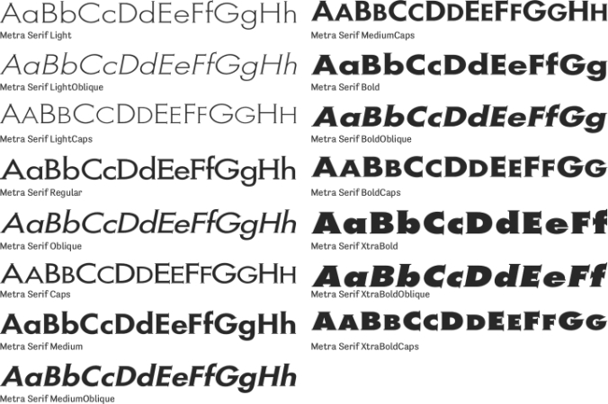 Metra Serif Font Preview
