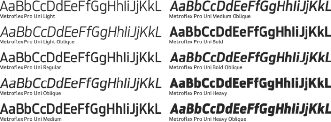 Metroflex Pro Uni Font Preview