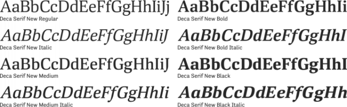 Deca Serif New Font Preview