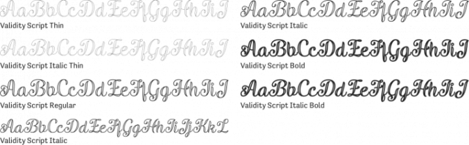 Validity Script Font Preview