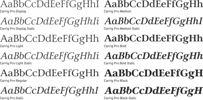 Carrig Pro Font Preview