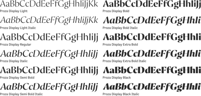 Proza Display Font Preview