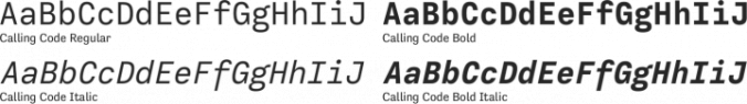 Calling Code Font Preview