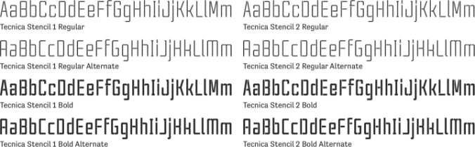 Tecnica Stencil Font Preview