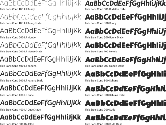 Tide Sans Condensed Font Preview