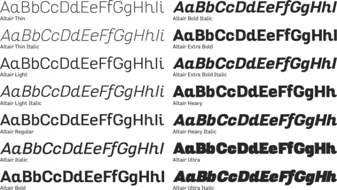 Altair Font Preview