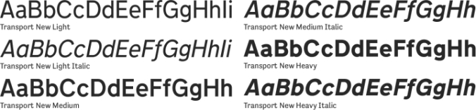 Transport New Font Preview