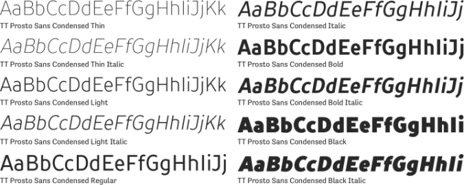 TT Prosto Sans Condensed Font Preview
