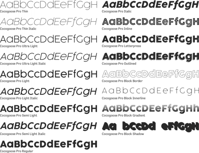 Cocogoose Font Preview