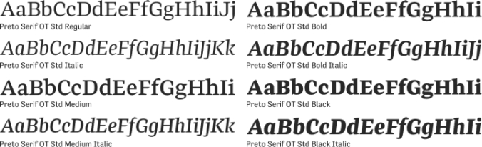 Preto Serif OT Std Font Preview