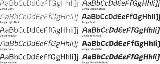 Zenga Font Preview