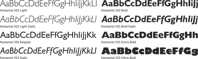 Humanist 521 Font Preview