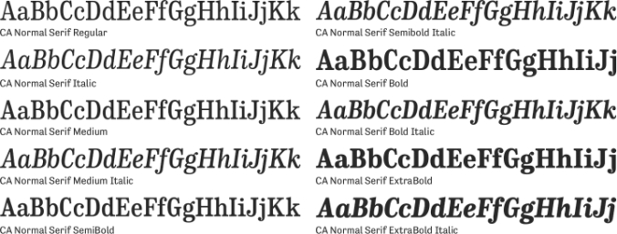 CA Normal Serif Font Preview